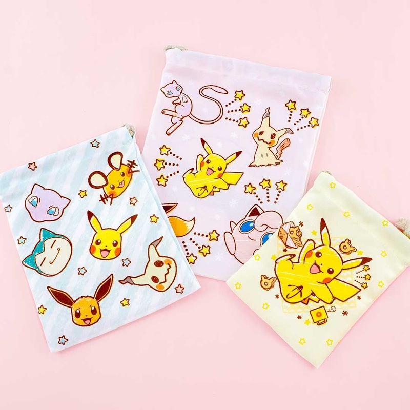 Happy Pokmon Drawstring Pouch Set - 3 pcs