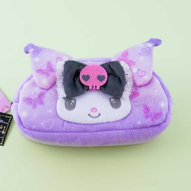 Kuromi Face Oval Fluffy Pouch