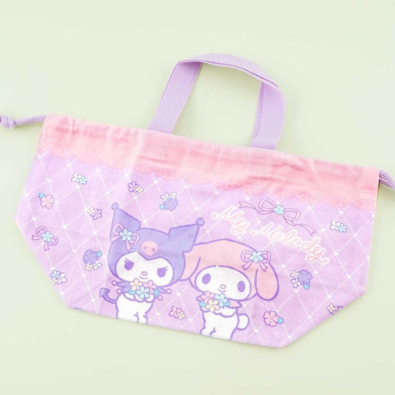 My Melody & Kuromi Fancy Flowery Drawstring Pouch
