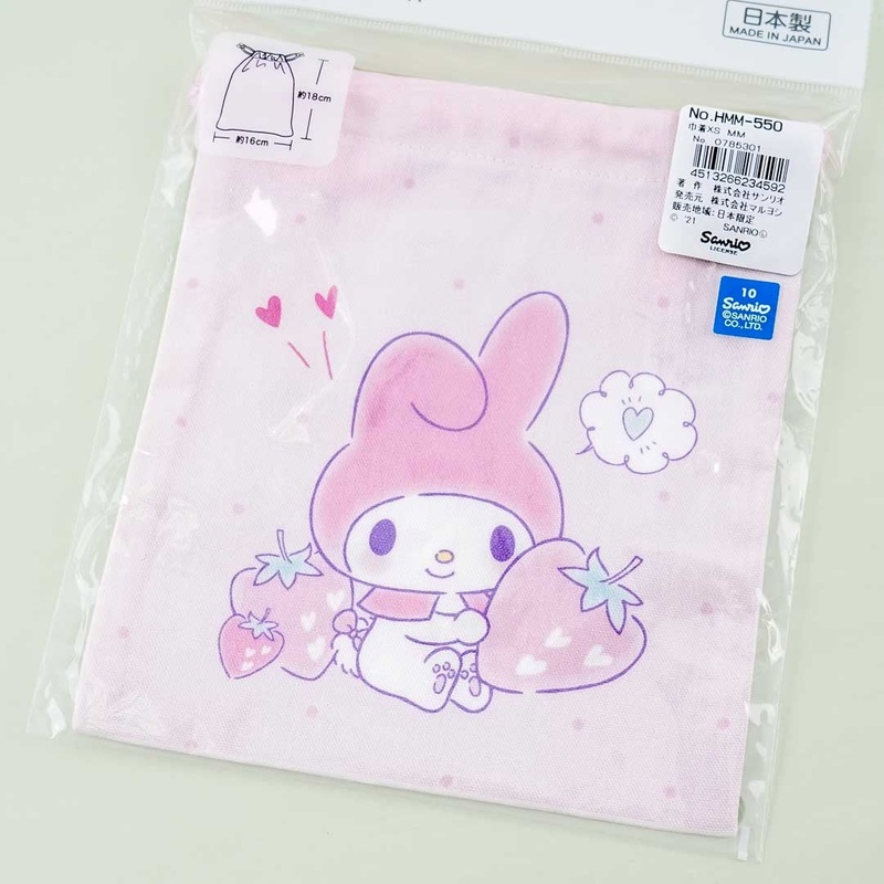My Melody Strawberry Heart Drawstring Pouch