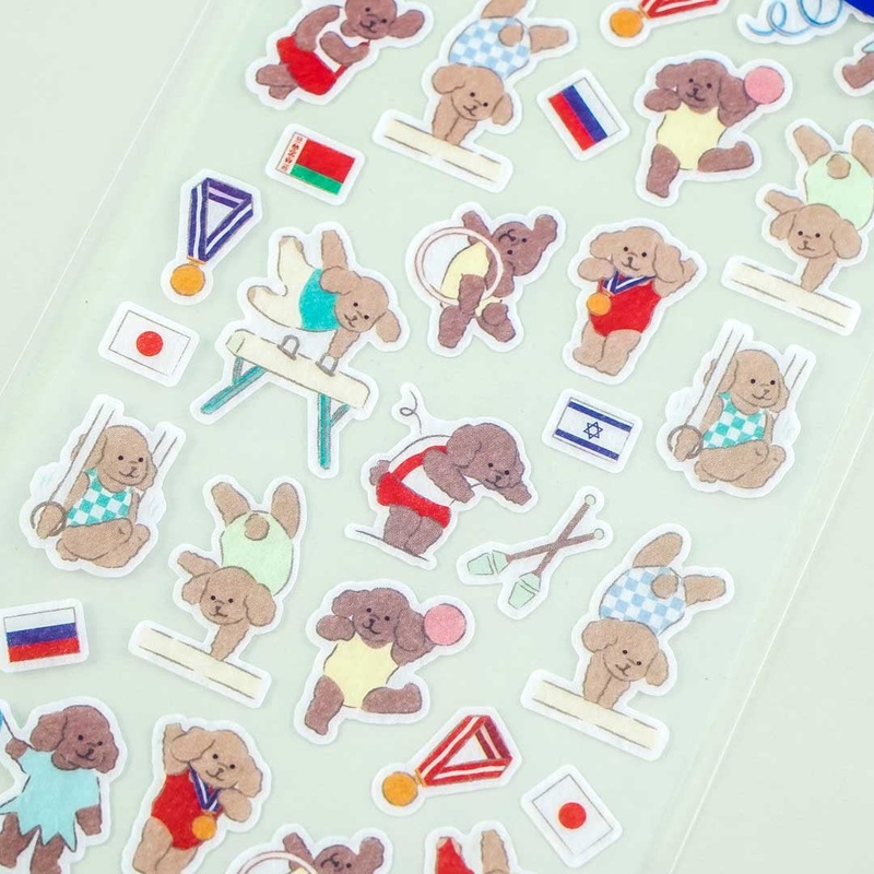 Animal Sports Large Seal Stickers - Toy Poodle Gymnastics
