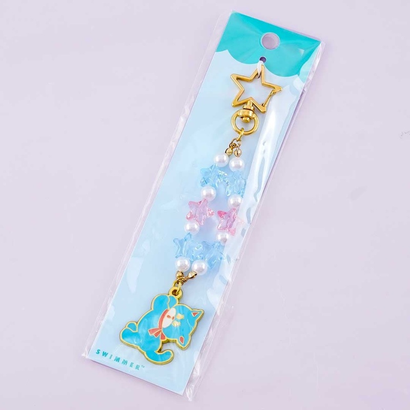 SWIMMER Bead Metal Aqua Cat Charm