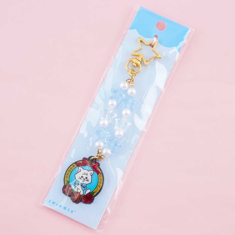 SWIMMER Bead Metal Roses Cat Charm