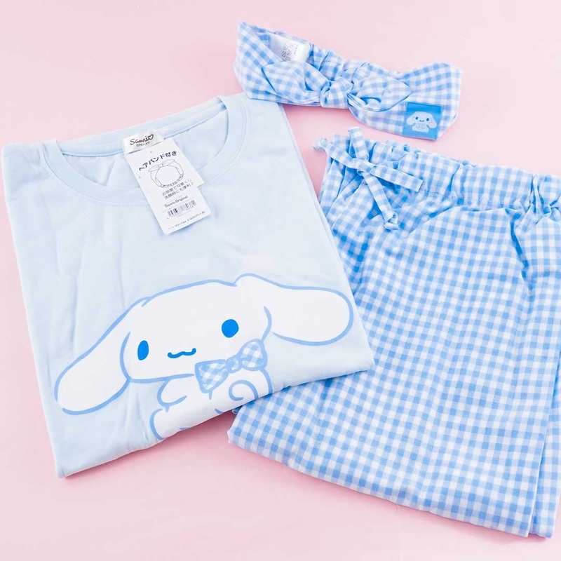 Cinnamoroll Checkered Pajamas With Headband Set