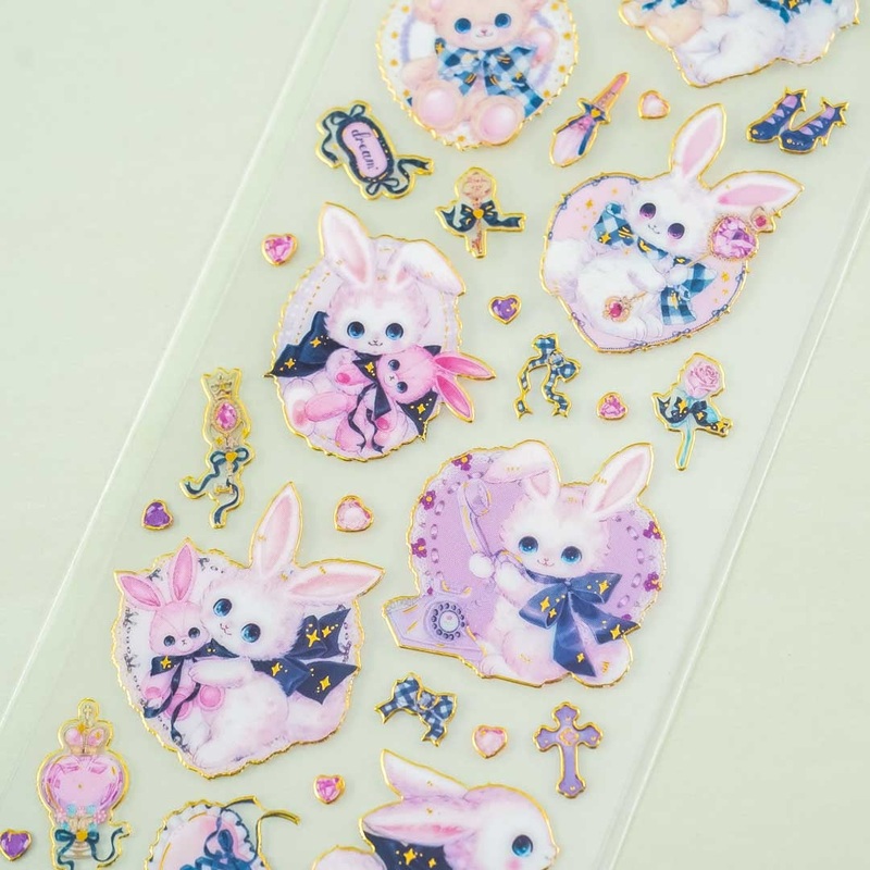Amenomori Fumika Gothic Bunny Clear Seal Stickers