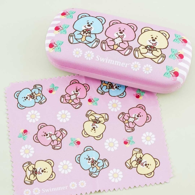 SWIMMER Cherry Bear Friends Eyeglass Hard Case
