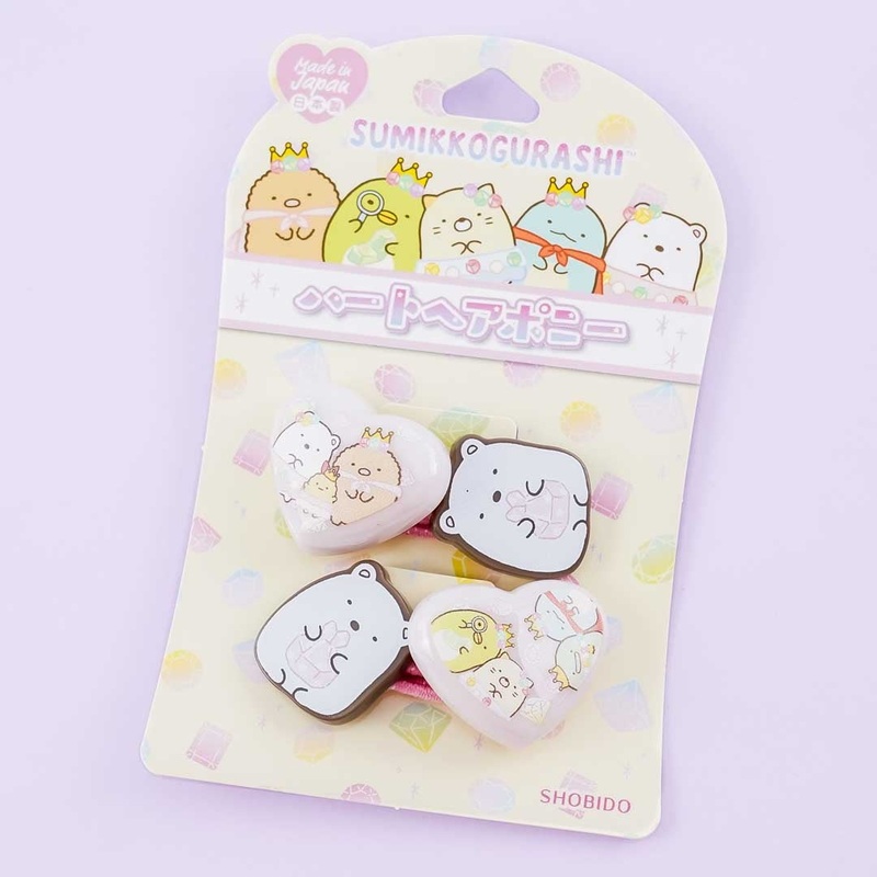 Sumikko Gurashi Gem Royals Hair Tie Set - Shirokuma & Heart