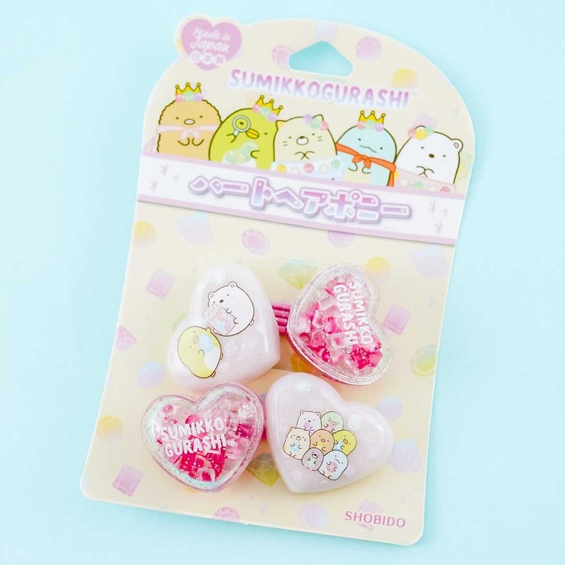 Sumikko Gurashi Jewel Love Hearts Hair Tie Set - Pink