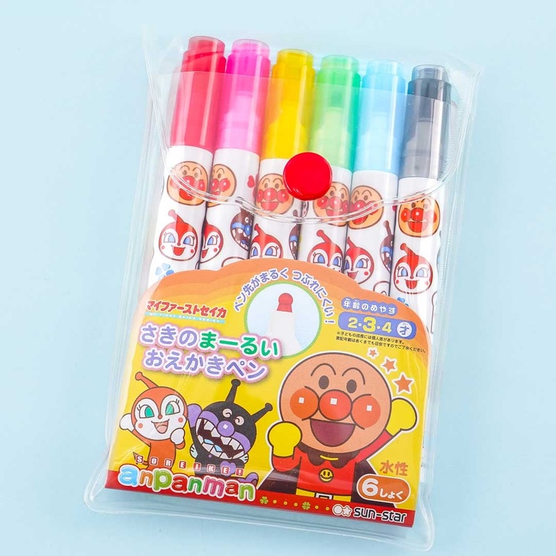 Anpanman Round Tip Marker Set - 6 pcs