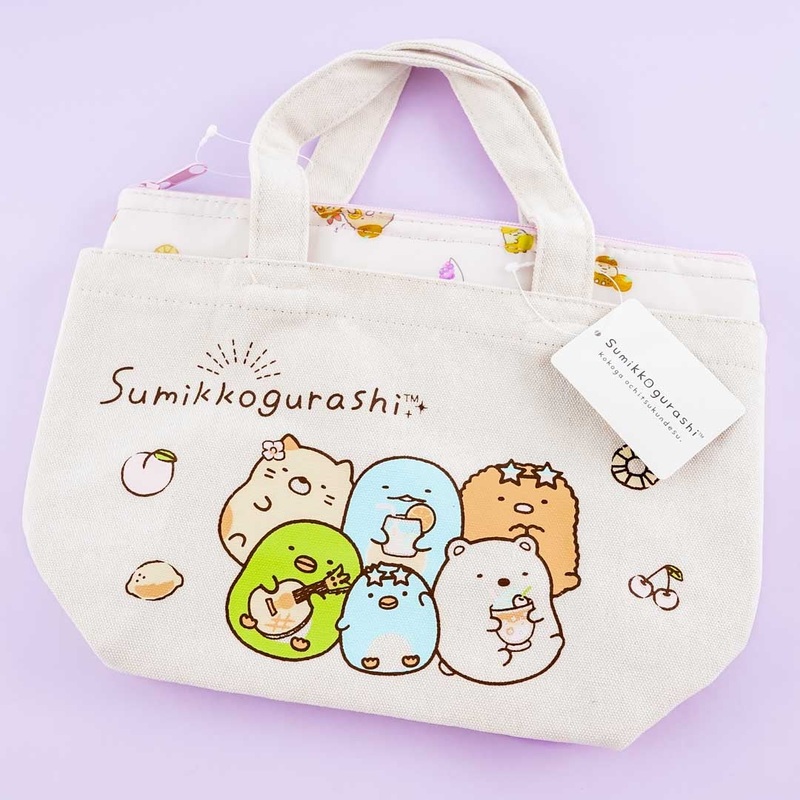 Sumikko Gurashi Friendship Canvas Tote Bag With Insulated Pouch