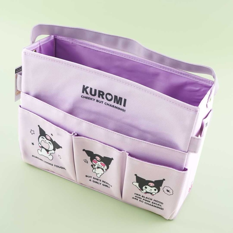 Kuromi Multi-Pocket Organizer Nylon Bag