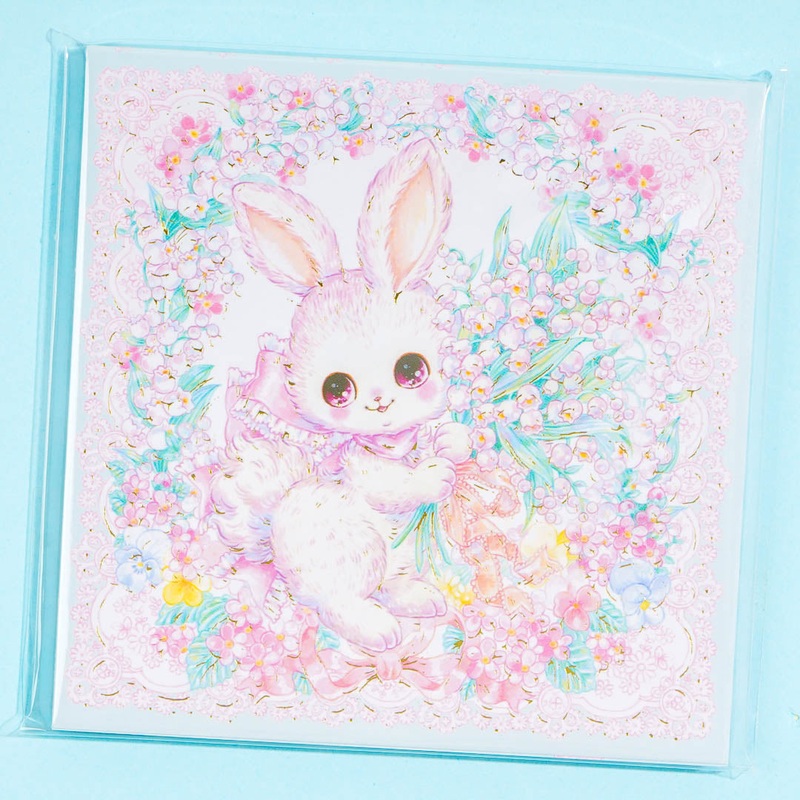 Amenomori Fumika Flowery Bunny Memo Pad