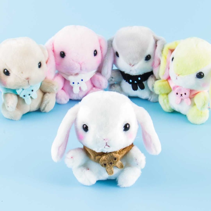 Pote Usa Loppy With Bear Scarf Plushie - Medium