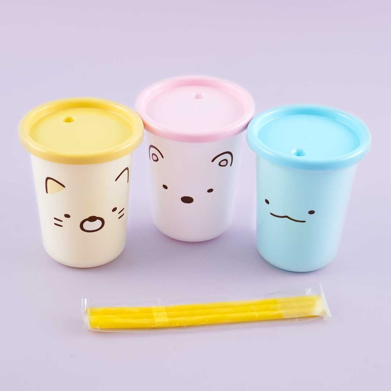 Sumikko Gurashi Face Reusable Tumbler With Straw Set
