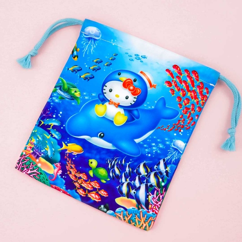 Hello Kitty x Tuxedosam Dolphin Ride Drawstring Pouch