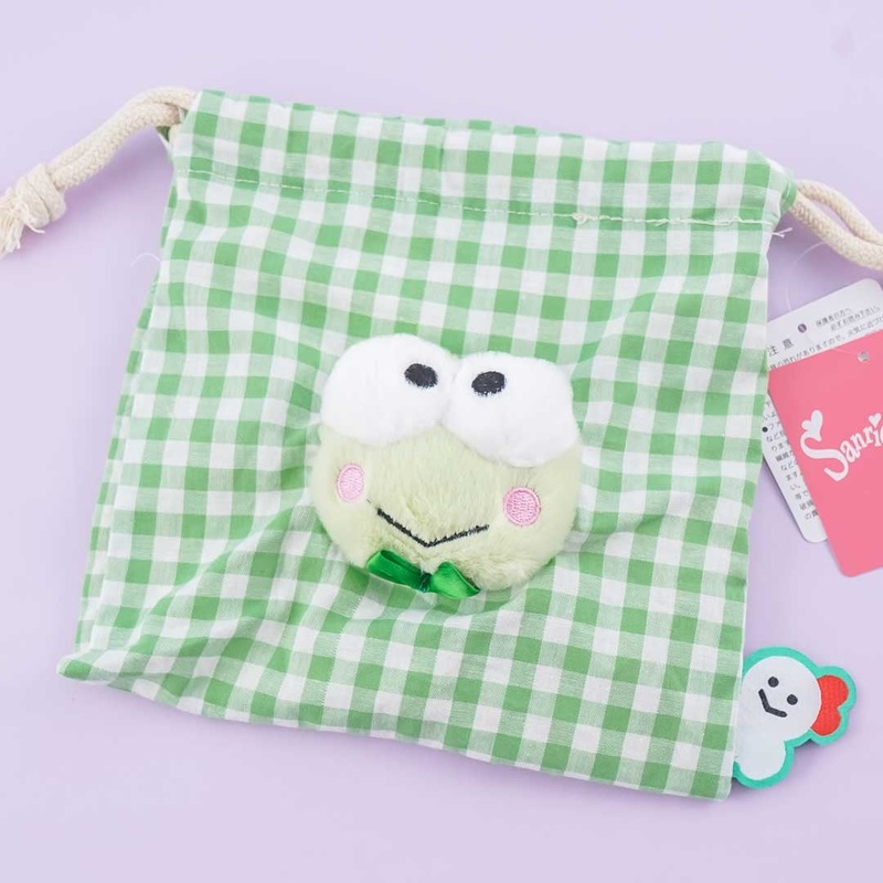 Kero Kero Keroppi Checkered Drawstring Bag