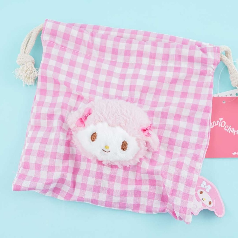 My Sweet Piano Checkered Drawstring Bag