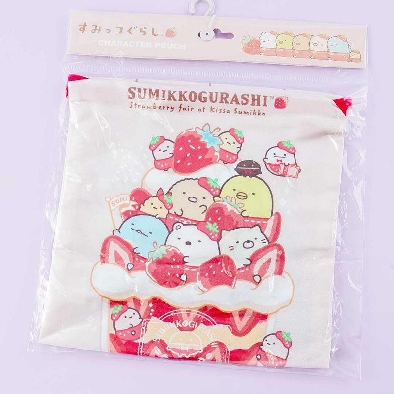 Sumikko Gurashi Strawberry Parfait Drawstring Pouch