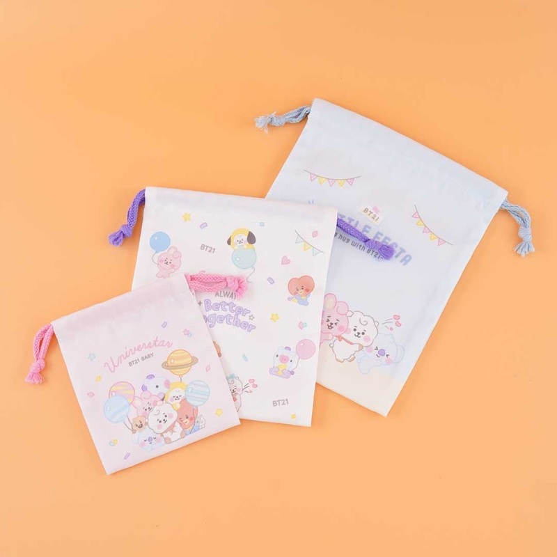 BT21 Baby Festa Drawstring Pouch Set - 3 pcs