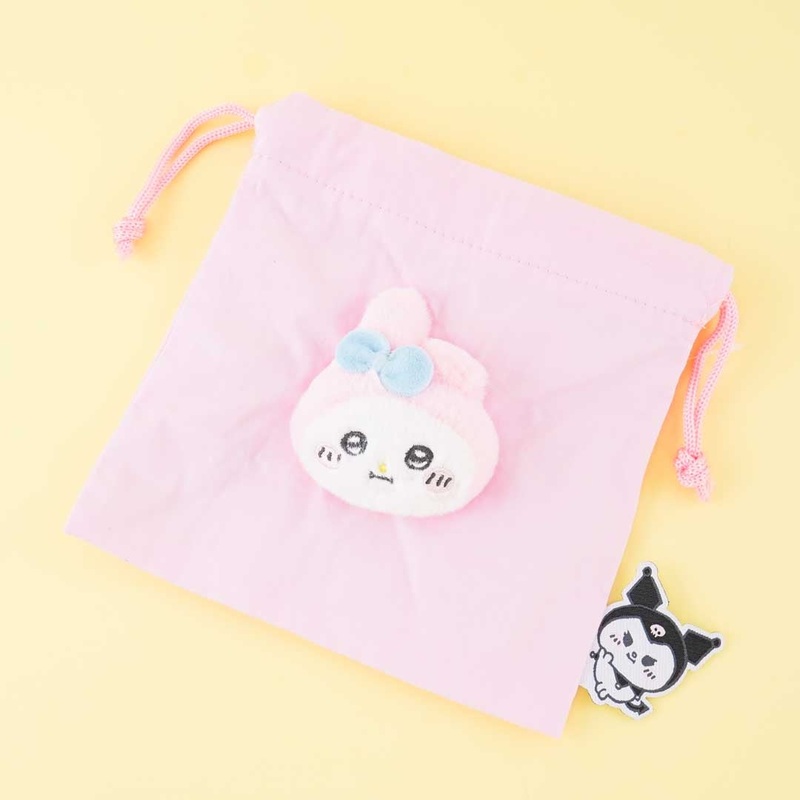 My Melody x Nagano Fluffy Face Drawstring Pouch