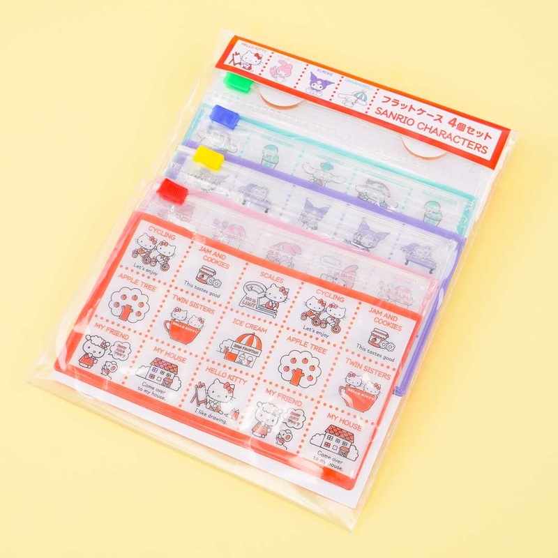 Sanrio Characters Retro Life Flat Pouch Set - 4 pcs