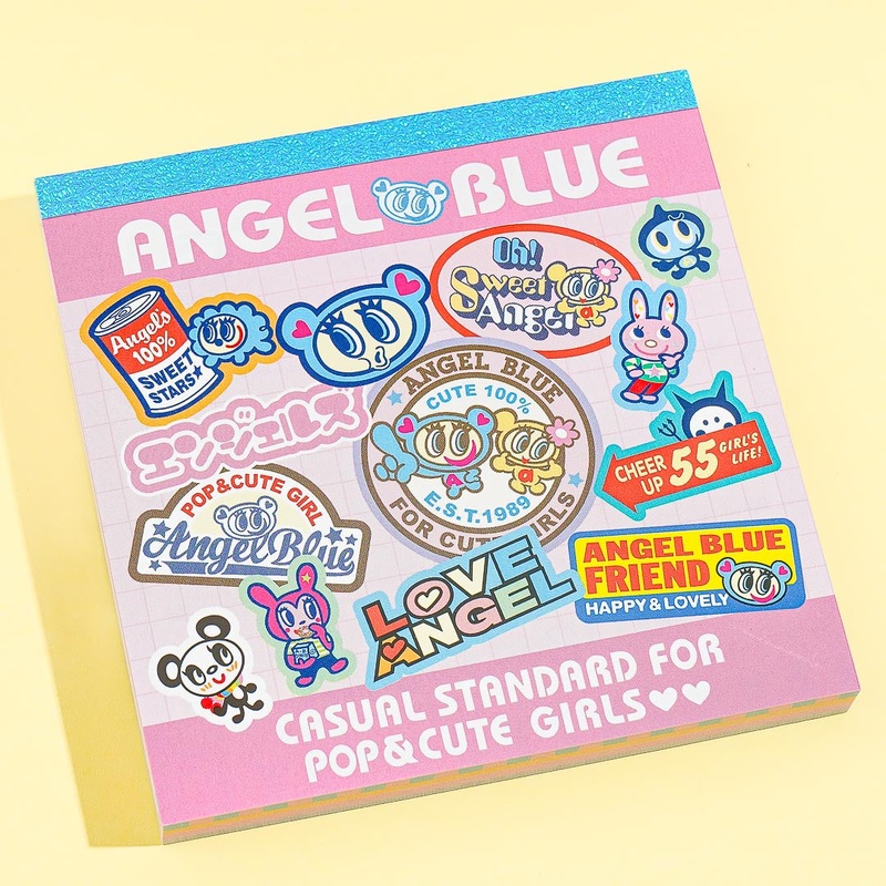 Angel Blue Retro Signage Square Memo Pad