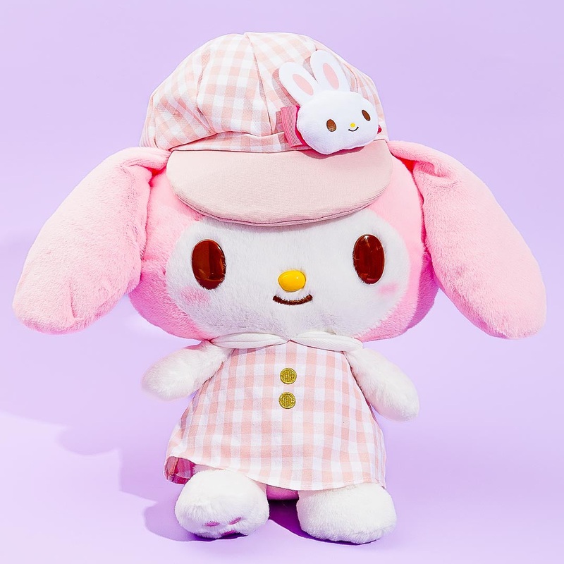 My Melody Gingham Newsboy Cap Plushie - Big