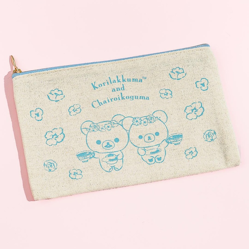 Korilakkuma & Chairoikoguma Flower Tea Time Flat Pouch - Blue