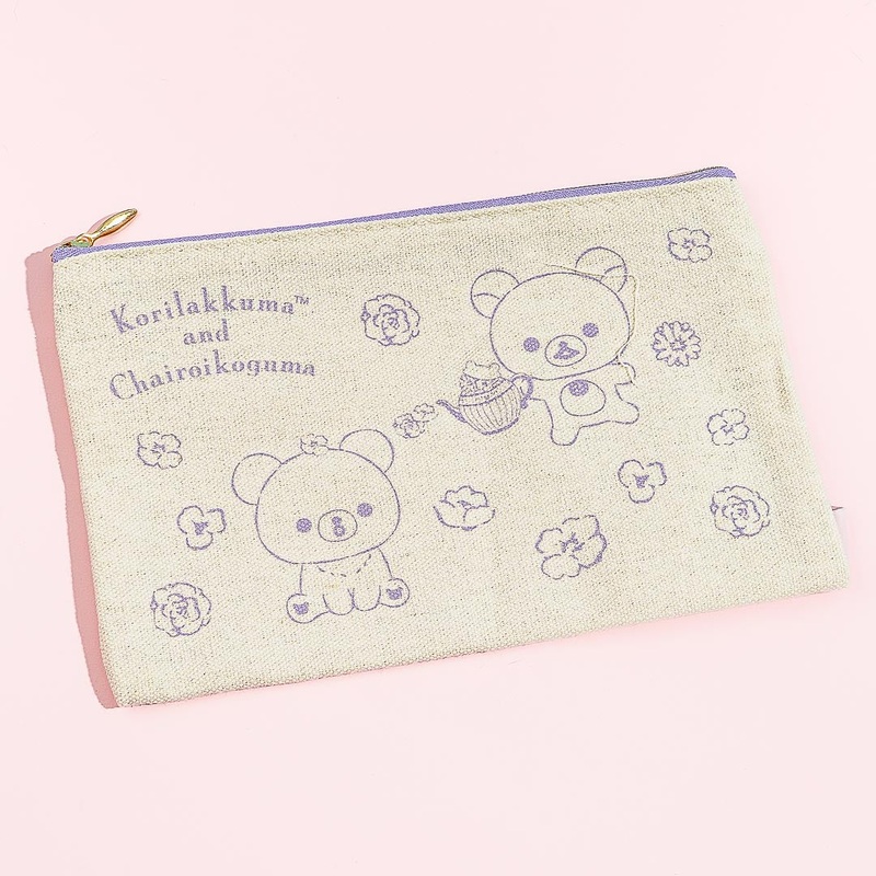 Korilakkuma & Chairoikoguma Flower Tea Time Flat Pouch - Purple