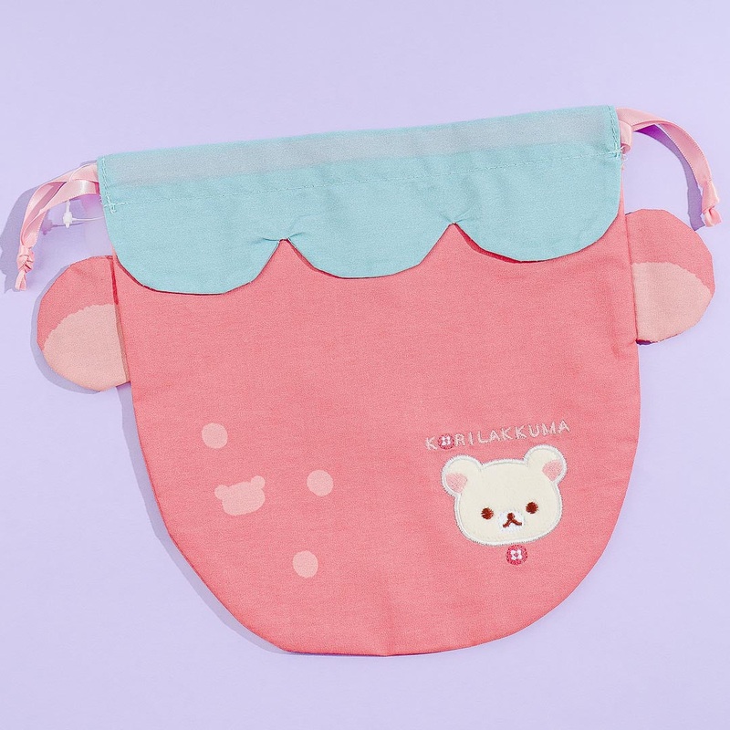 Korilakkuma Full of Strawberry Drawstring Pouch