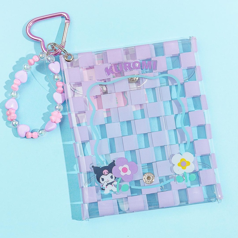Kuromi Checkered Clear Flat Pouch With Charm