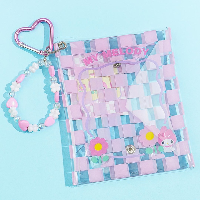 My Melody Checkered Clear Flat Pouch With Charm