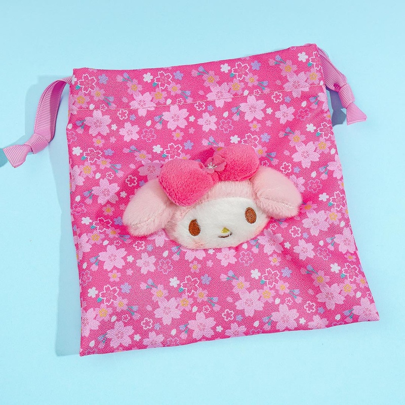 My Melody Sakura Kimono Drawstring Pouch With Plushie Head Charm
