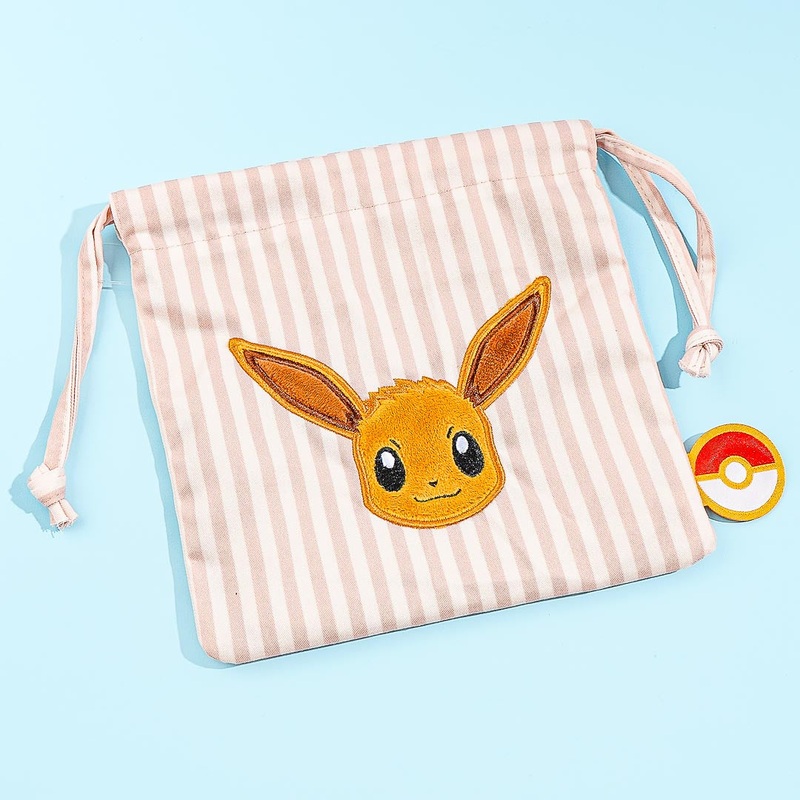 Pokemon Striped Drawstring Pouch - Eevee
