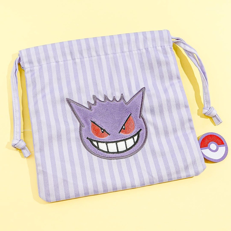 Pokemon Striped Drawstring Pouch - Gengar