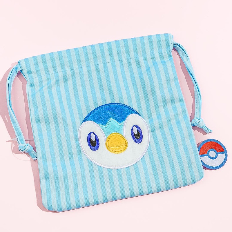 Pokemon Striped Drawstring Pouch - Piplup