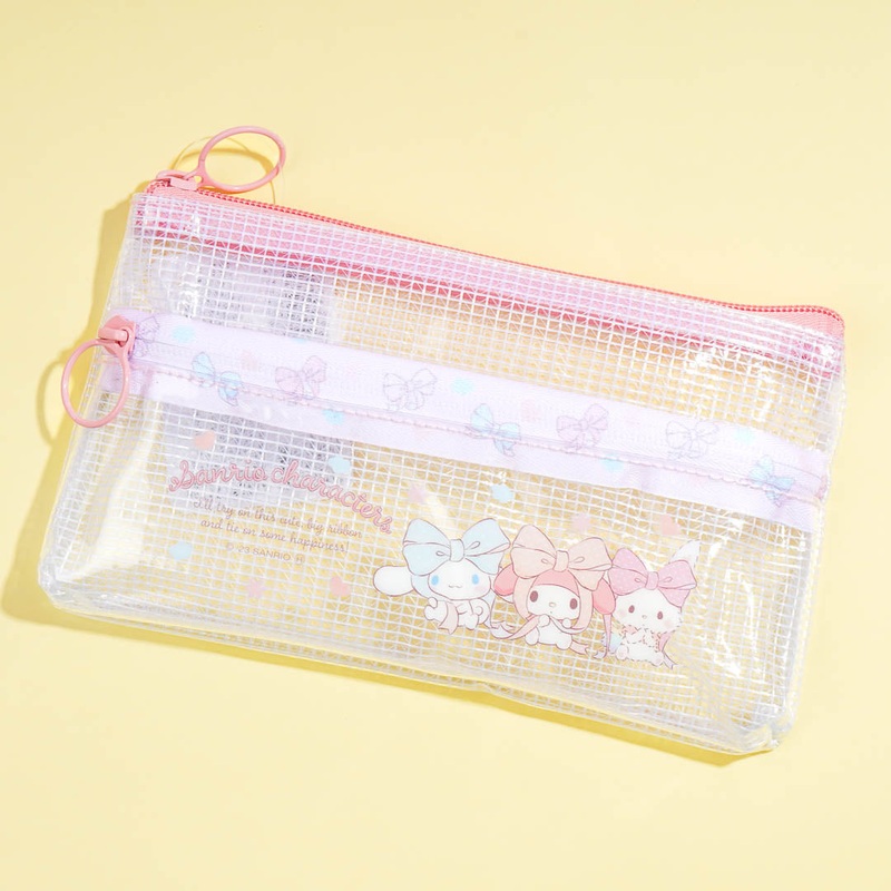 Sanrio Characters Big Ribbon Double Zipper Pouch
