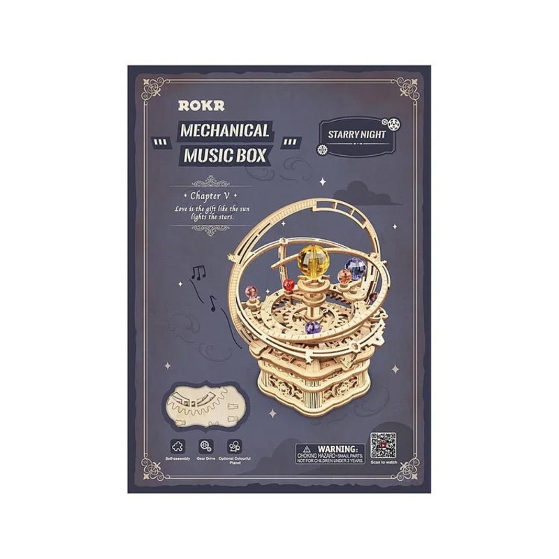 Starry Night Wooden Music Box