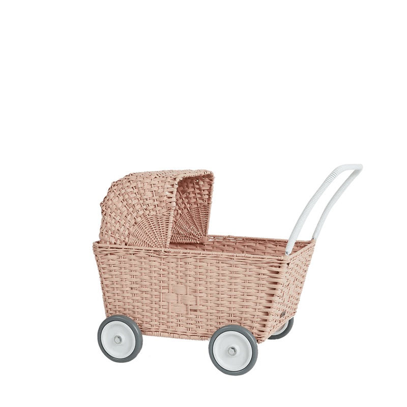 RATTAN STROLLEY - ROSE - WHITE
