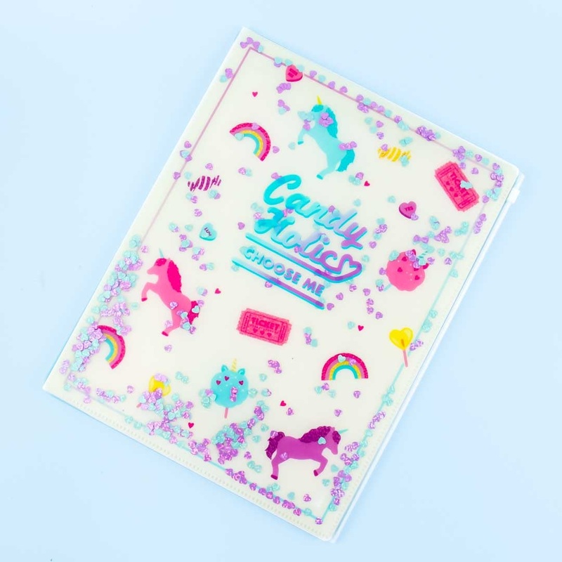 Candy Holic Rainbow Unicorn Pocket File Folder