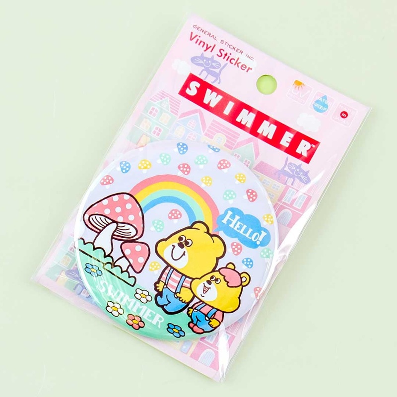 Swimmer Hello Bear Badge