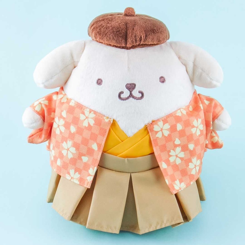 Pompompurin Sakura Checkered Kimono Plushie - Medium