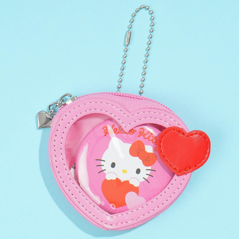 Hello Kitty Colorful Heart Mini Pouch & Badge Set