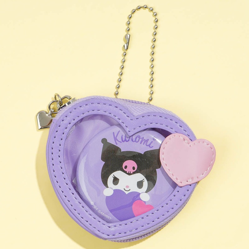 Kuromi Colorful Heart Mini Pouch & Badge Set