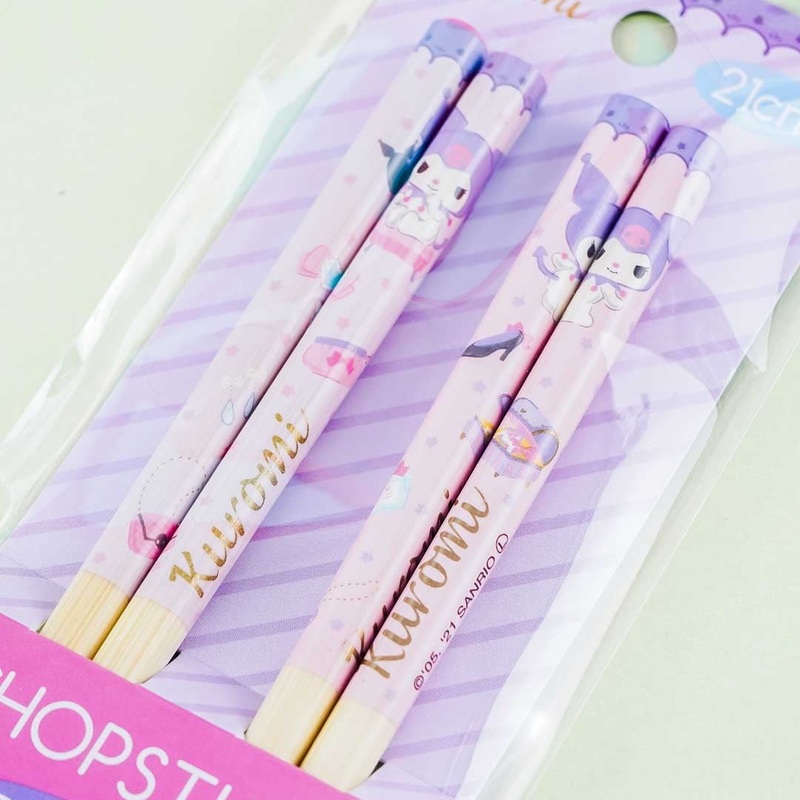 Kuromi Fancy Treasures Bamboo Chopsticks Set - 2 pairs