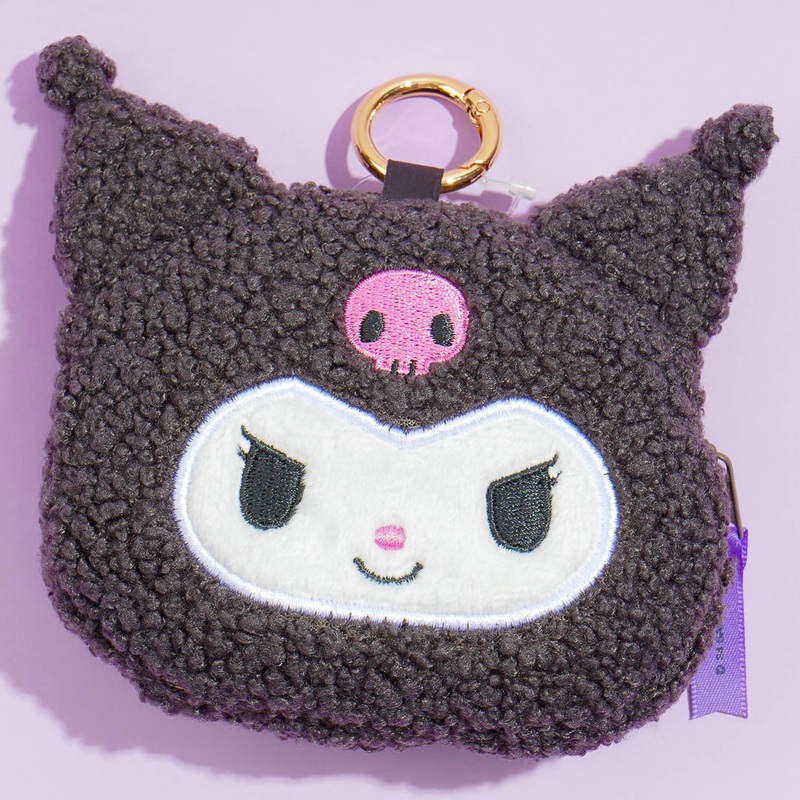 Kuromi Fuzzy Face Mini Pouch
