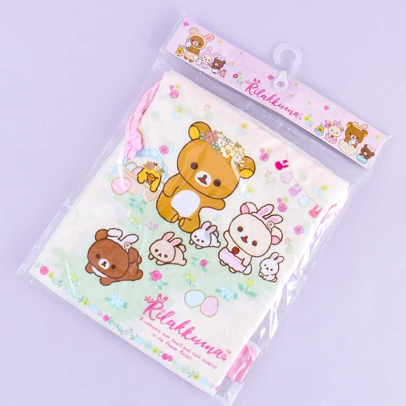 Rilakkuma With Rabbits In The Flower Forest Drawstring Bag