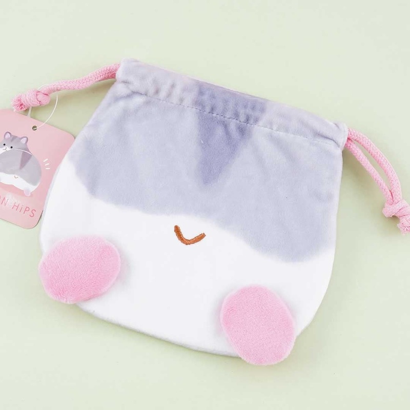 Hamster Pompon Hips Drawstring Pouch