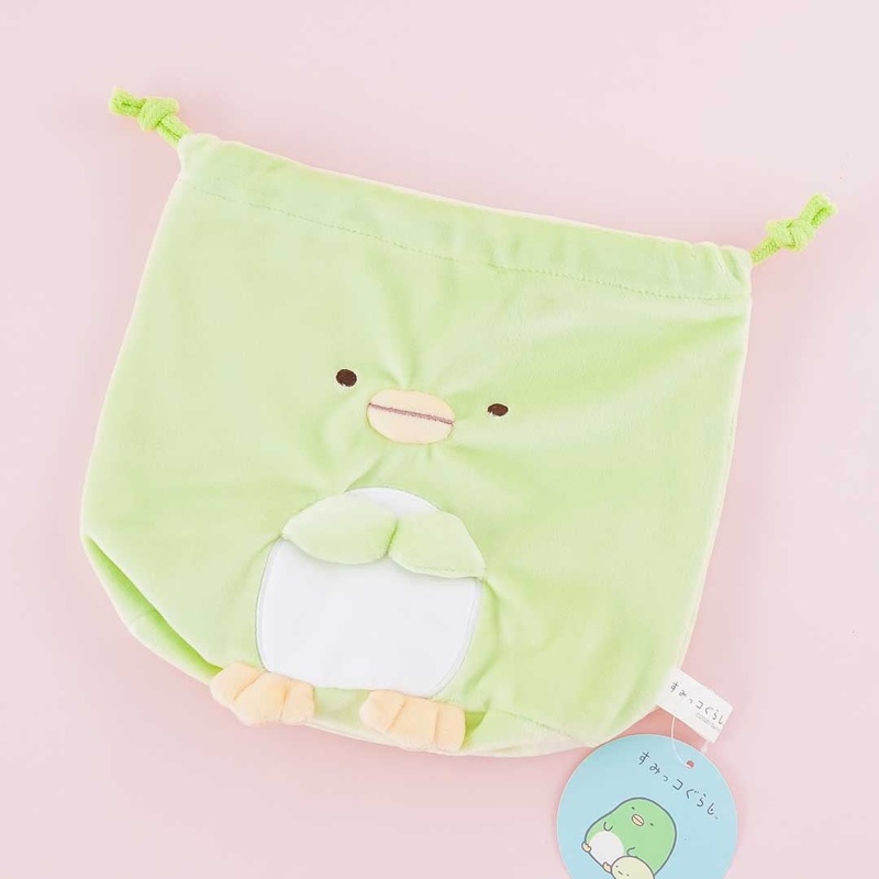 Sumikko Gurashi Fluffy Drawstring Pouch - Penguin?